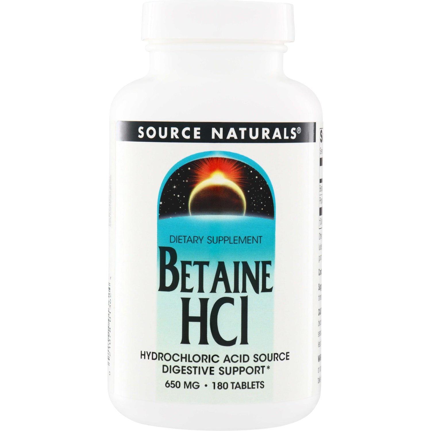 SN174 | Source Naturals Betaine HCl dietary supplement, 650 mg, 180 tablets