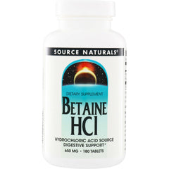 SN174 | Source Naturals Betaine HCl dietary supplement, 650 mg, 180 tablets