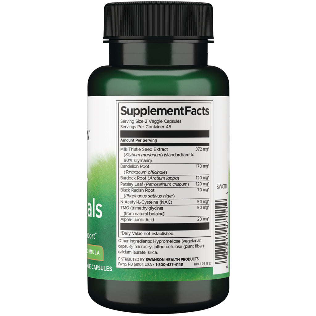 SWC111 | Back of supplement bottle showing Supplement Facts and ingredients list - Thumbnail