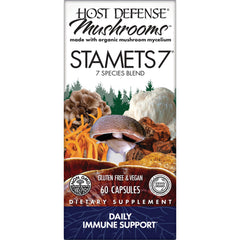FUN005 | Host Defense Stamets7 mushroom blend box with mushrooms, label reading 60 capsules and Daily Immune Support