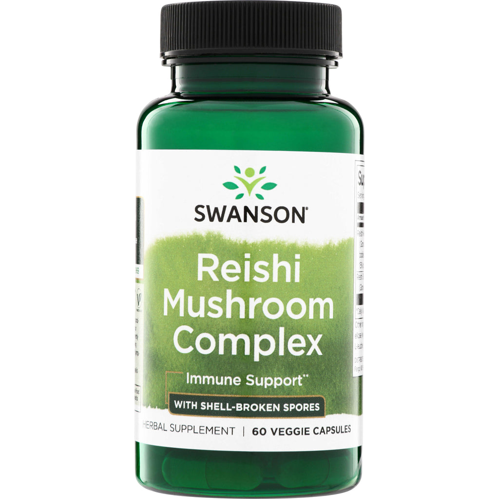 SWH237 | Swanson Reishi Mushroom Complex supplement, Immune Support, with shell-broken spores, 60 veggie capsules bottle - Thumbnail