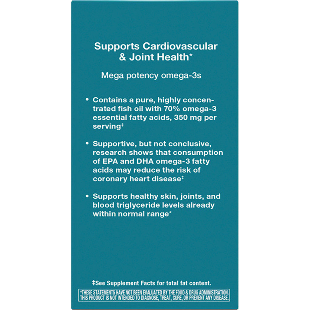 NW815 | Teal product infographic listing omega-3 benefits and bullets about concentrated fish oil, heart and joint support - Thumbnail