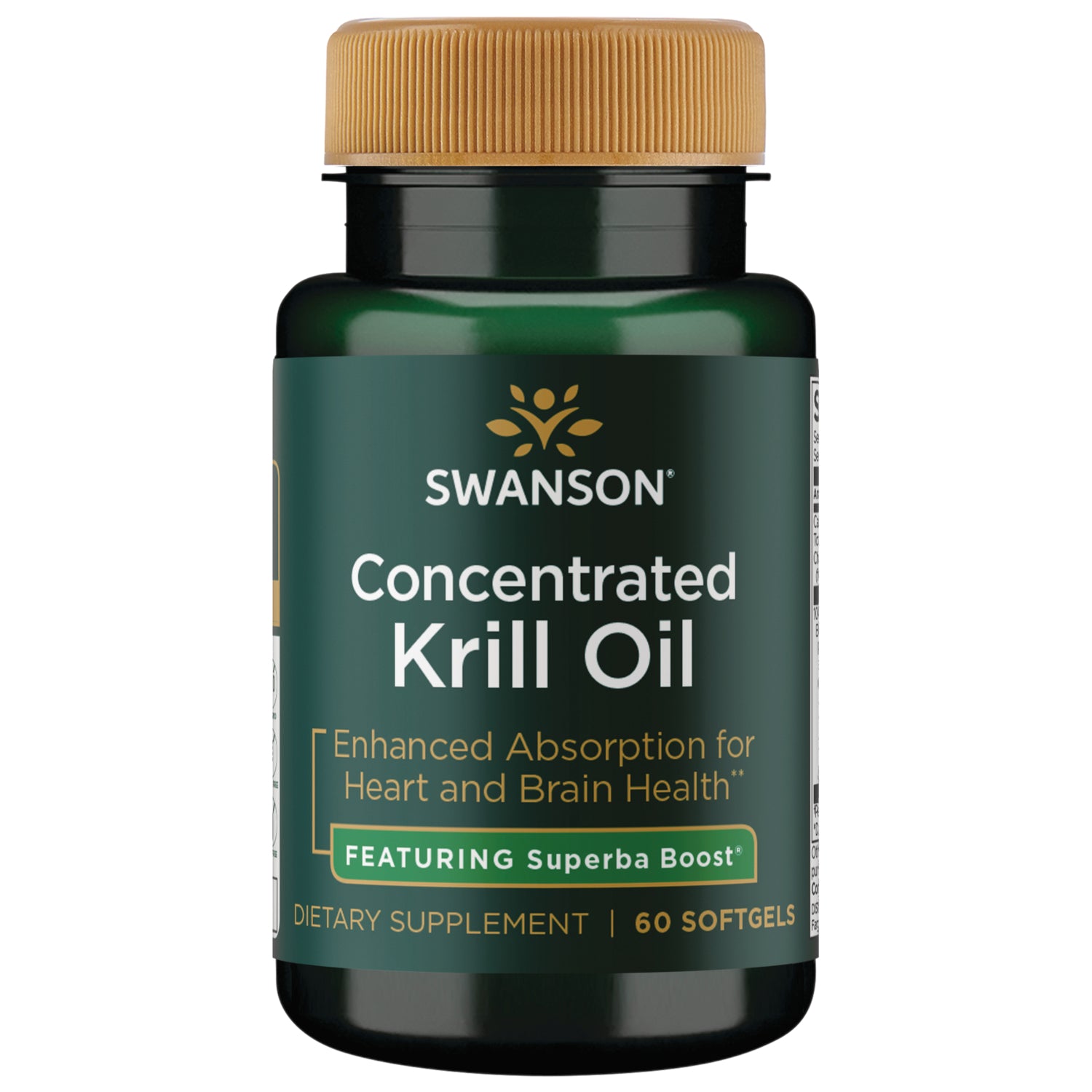 SWU1115 | Swanson Concentrated Krill Oil label with Superba Boost, 60 softgels, product name and supplement facts