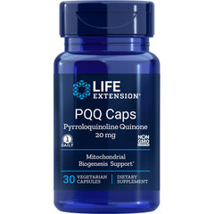 LE198 | blue Life Extension bottle labeled PQQ Caps Pyrroloquinoline Quinone 20 mg 30 vegetarian capsules dietary supplement