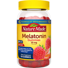 NTM115 | Nature Made Melatonin gummies 10 mg bottle, 120 strawberry-flavored gummies