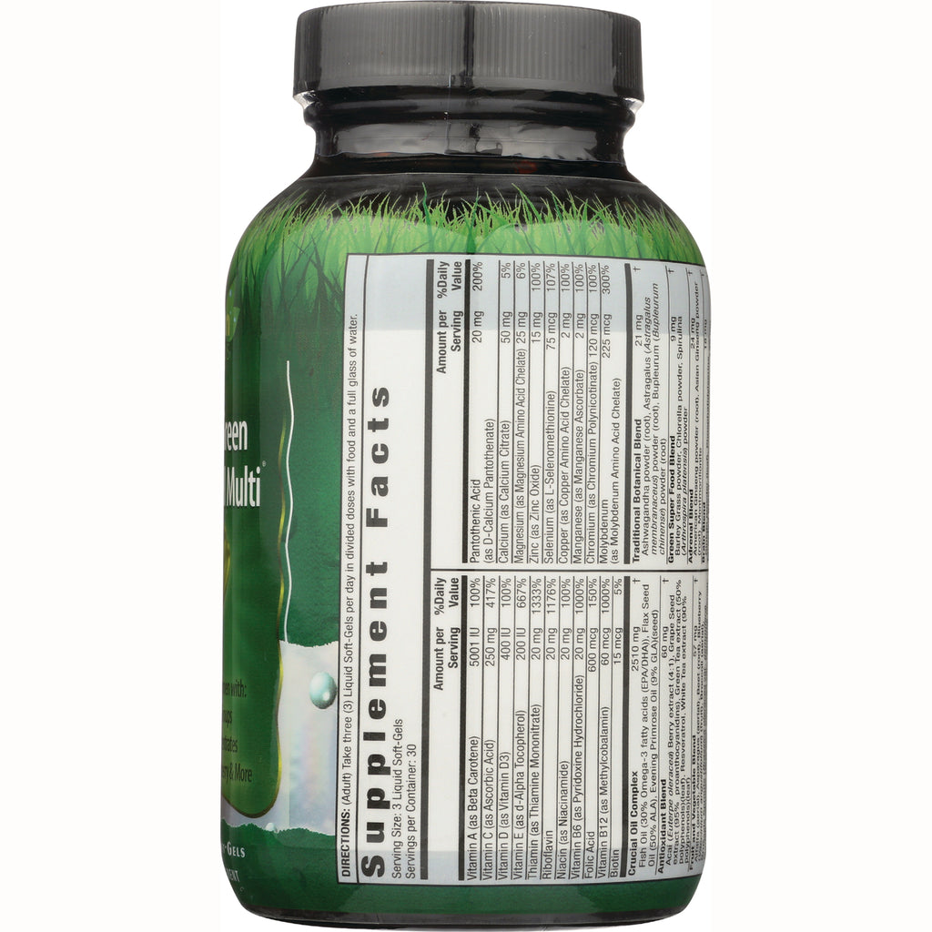IR081 | back label showing Supplement Facts panel and ingredient table on green supplement bottle - Thumbnail