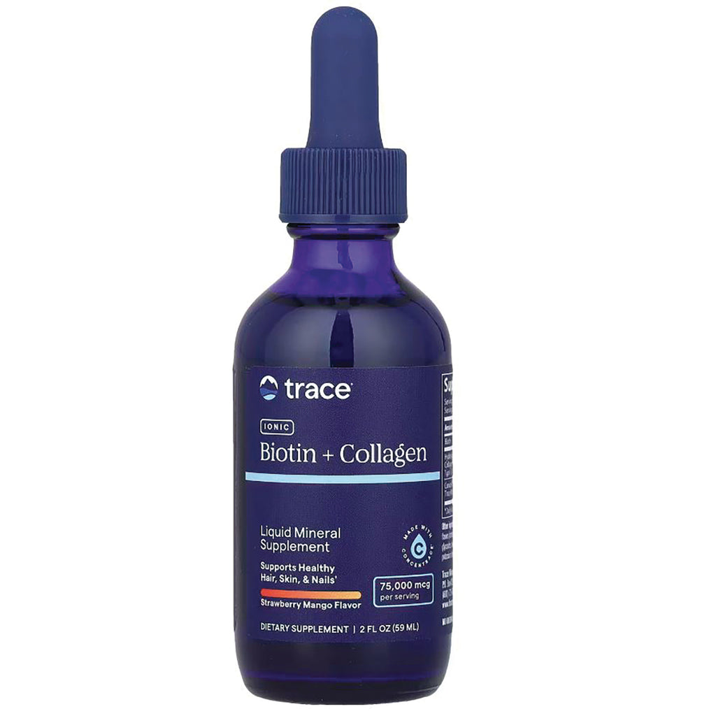 TM147 | Trace Ionic Biotin + Collagen liquid mineral supplement, strawberry mango flavor, 2 fl oz dropper bottle - Thumbnail