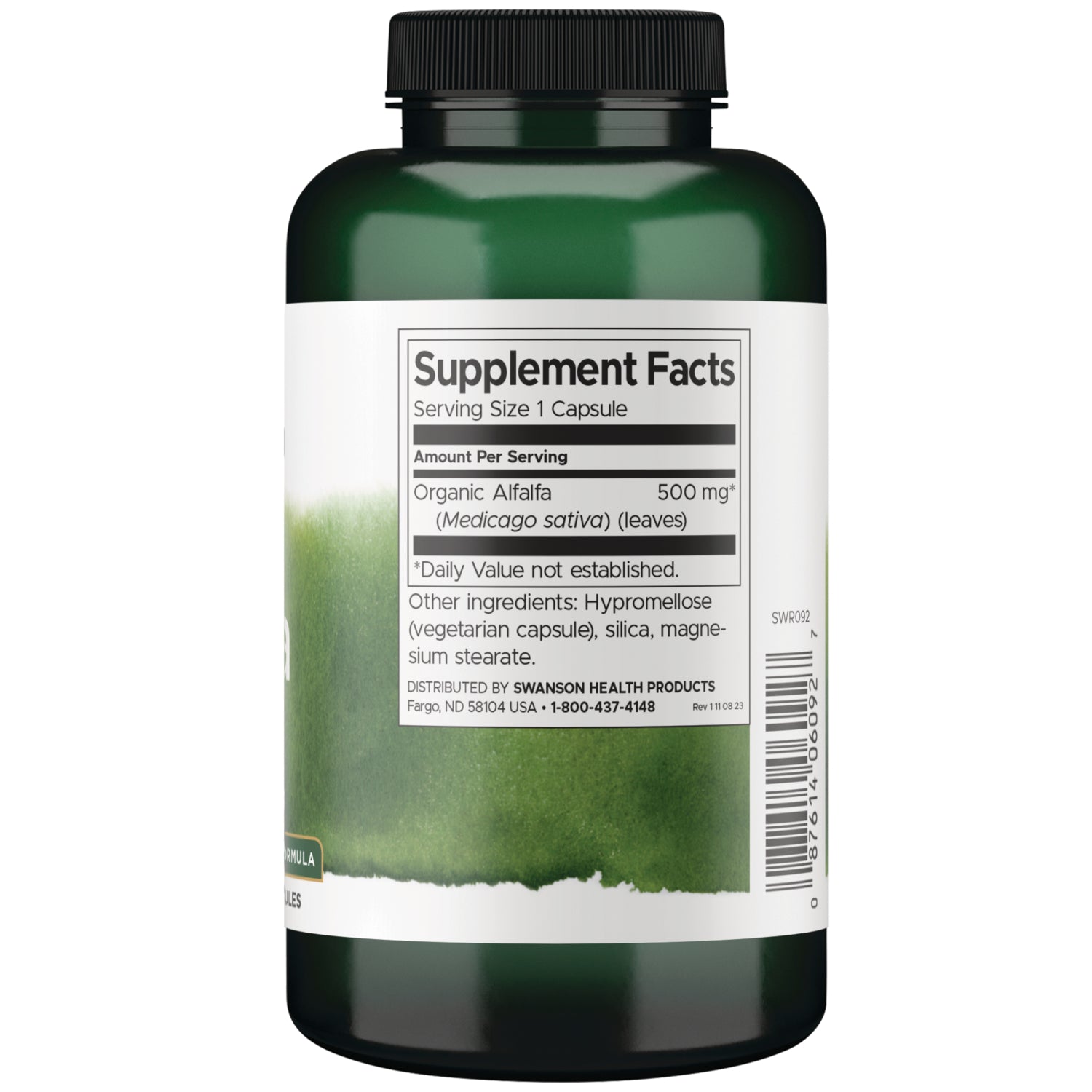 SWR092 | Back label with Supplement Facts