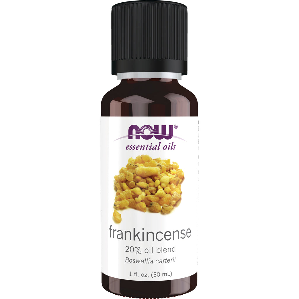 NWF605 | NOW essential oils frankincense 20% oil blend 1 fl oz bottle with amber glass and black cap - Thumbnail