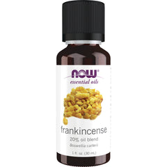 NWF605 | NOW essential oils frankincense 20% oil blend 1 fl oz bottle with amber glass and black cap