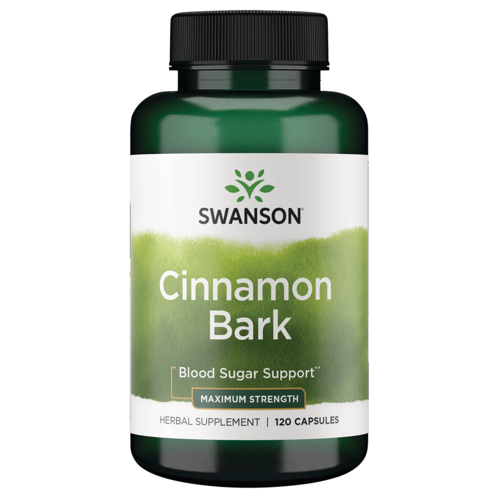 SW1747 | Swanson Cinnamon Bark supplement bottle, Blood Sugar Support, Maximum Strength, 120 capsules - Thumbnail