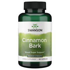 SW1747 | Swanson Cinnamon Bark supplement bottle, Blood Sugar Support, Maximum Strength, 120 capsules