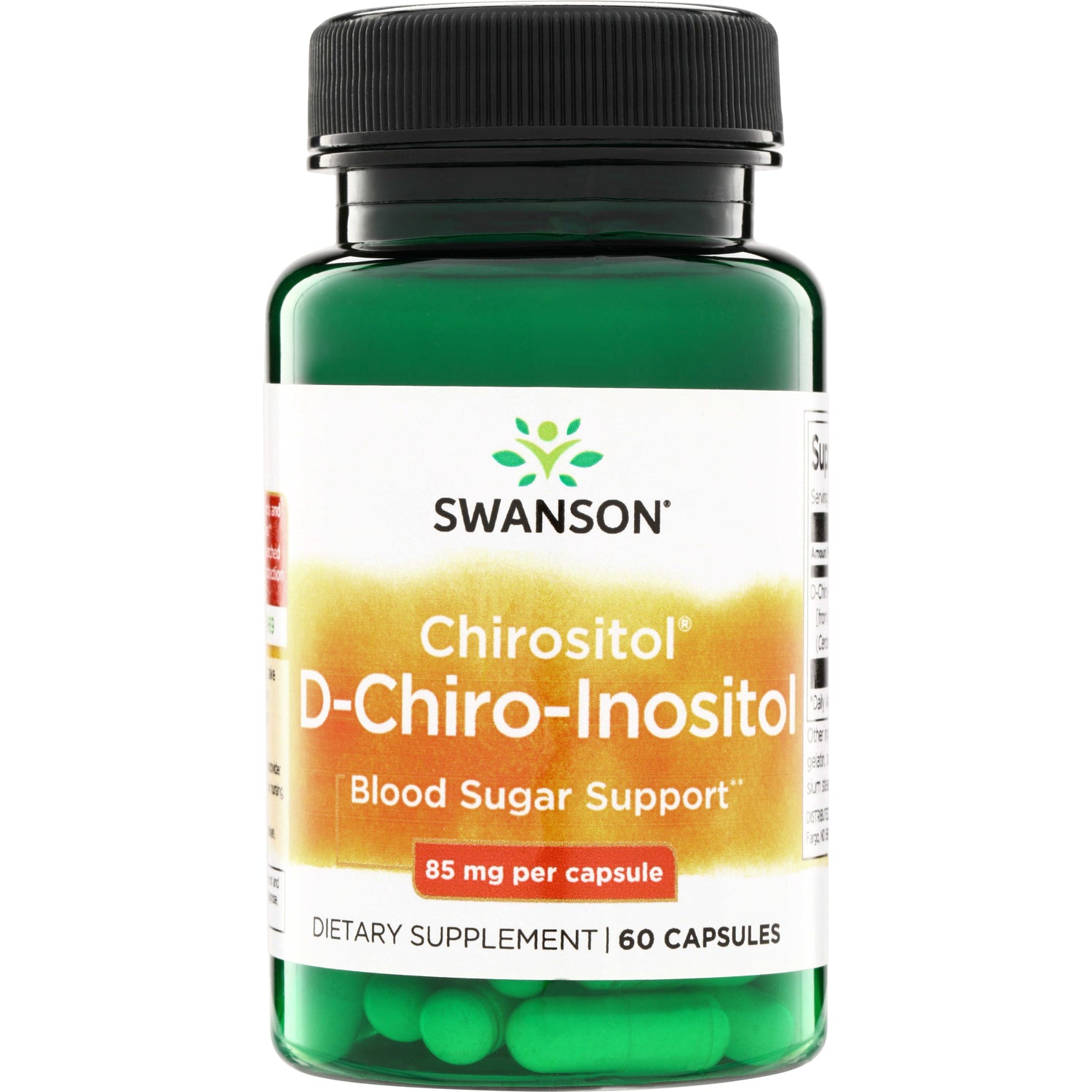 SWU933 | Swanson Chirositol D-Chiro-Inositol capsules, Blood Sugar Support, 85 mg per capsule, 60 count