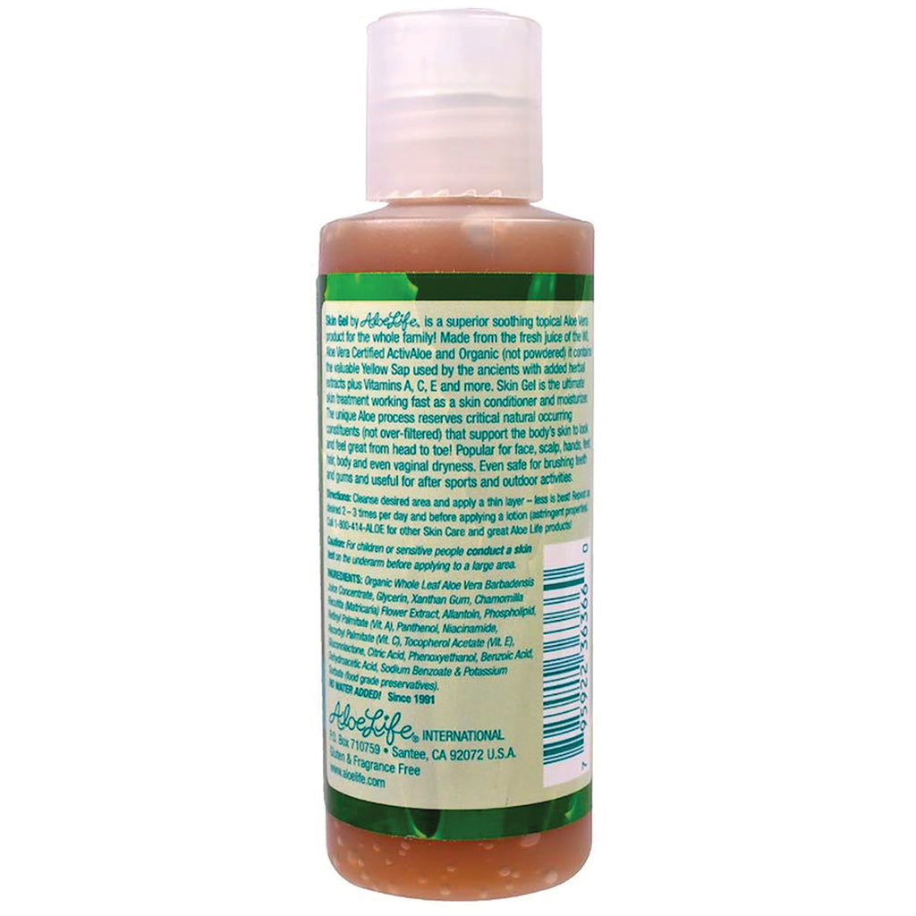ALI008 | AloeLife Skin Gel bottle back label with directions, ingredients, and barcode - Thumbnail