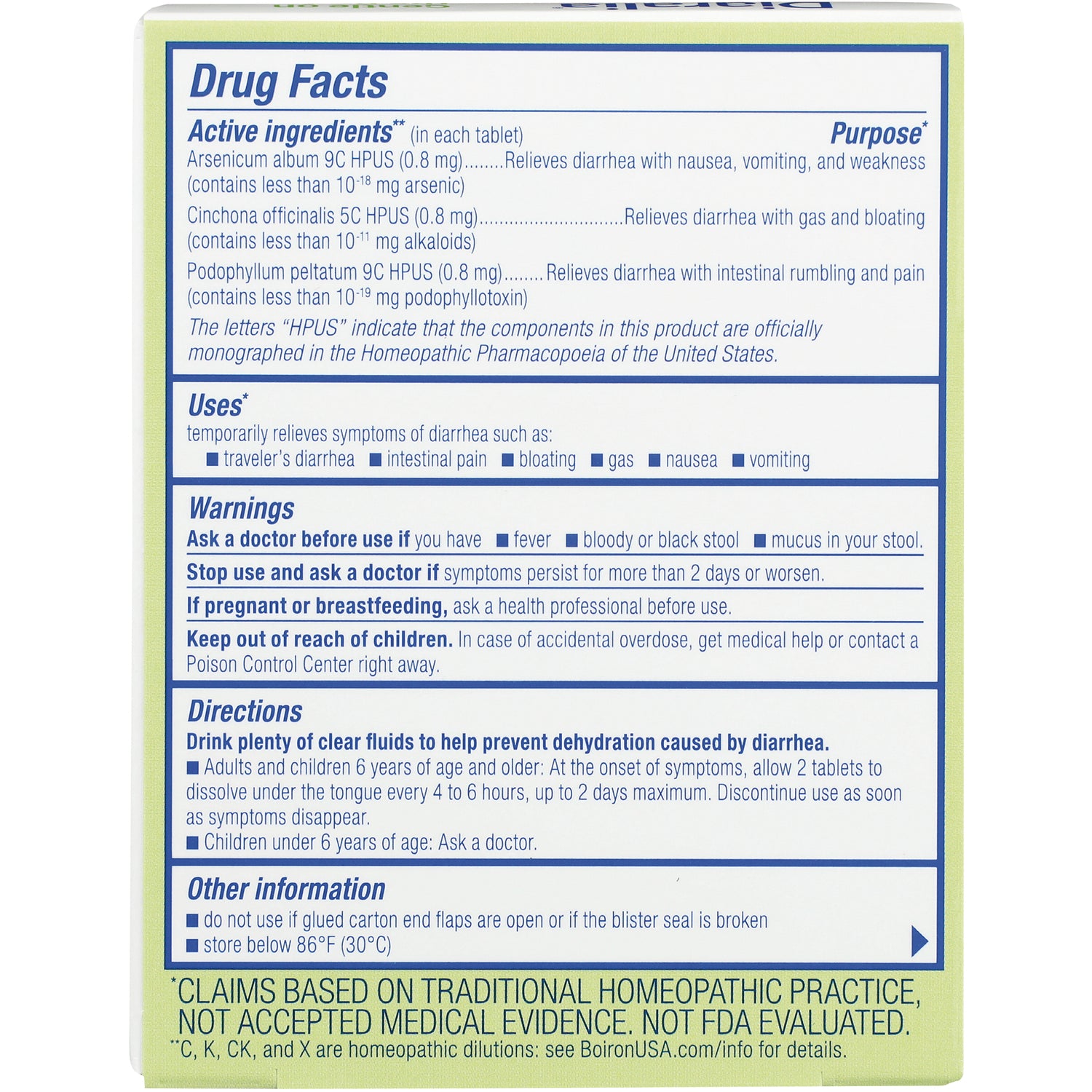 BRN119 | back panel with Drug Facts showing active ingredients, uses, warnings, and directions
