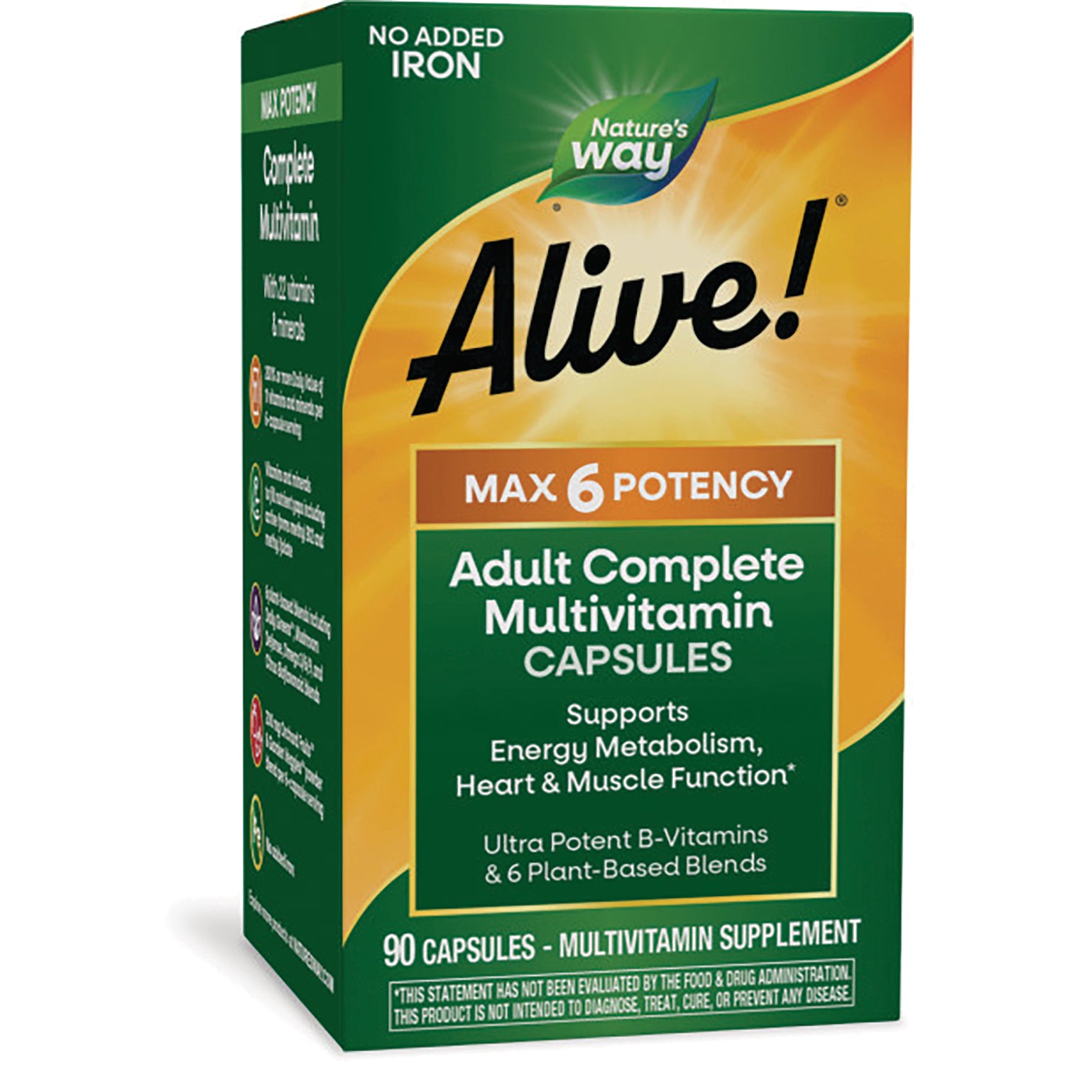NW655 | Alive! Adult Complete Multivitamin capsules box, Nature's Way, 90 capsules, Max 6 potency