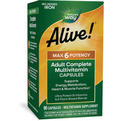 NW655 | Alive! Adult Complete Multivitamin capsules box, Nature's Way, 90 capsules, Max 6 potency
