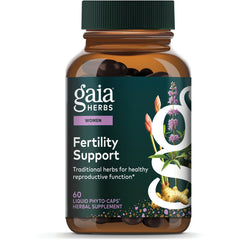 GH132 | Gaia Herbs Fertility Support women supplement bottle showing label, 60 vegan liquid phyto-caps