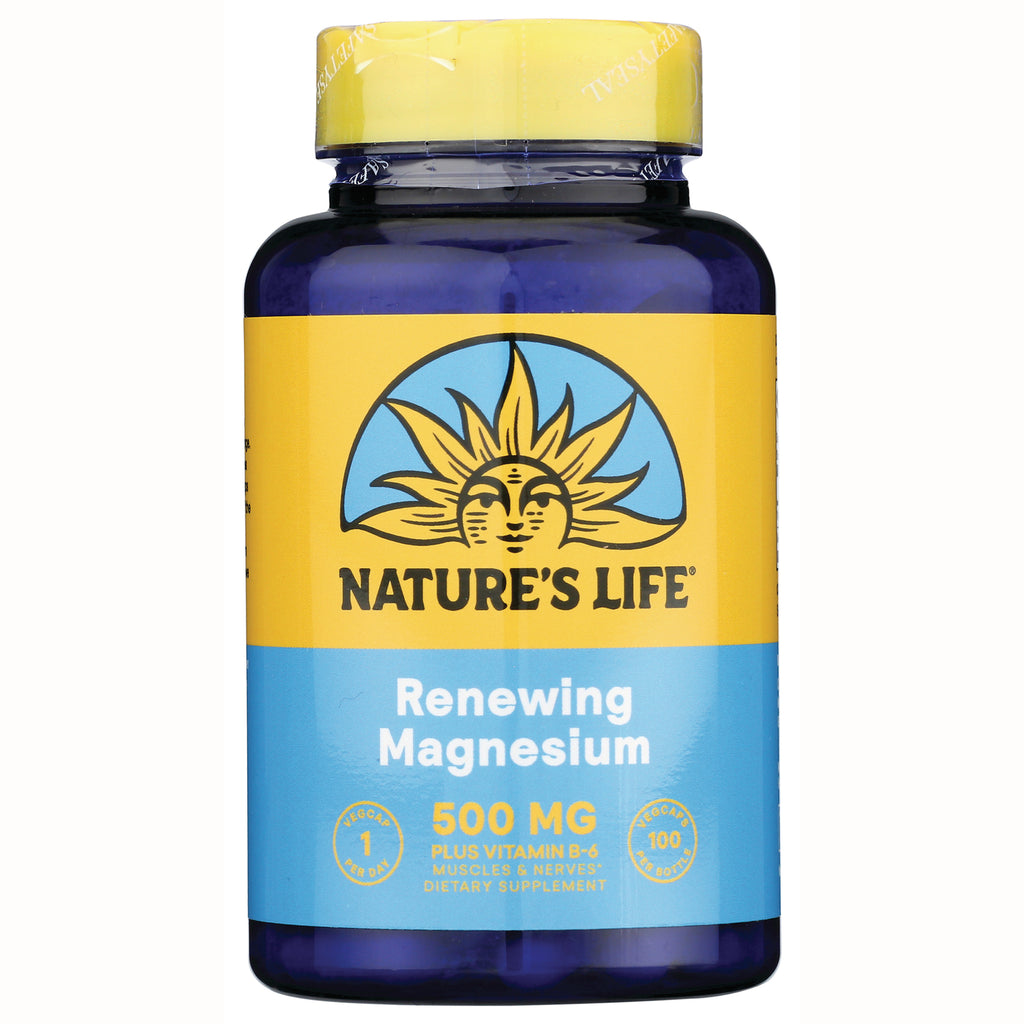 Nature's Life Renewing Magnesium 500 MG supplement bottle front label - Thumbnail
