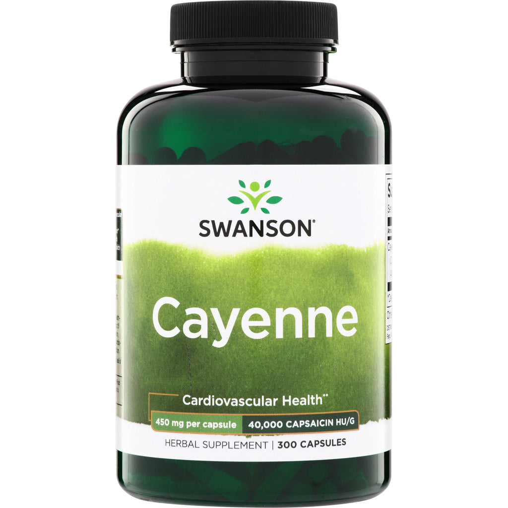 SW503 | Swanson Cayenne herbal supplement, 450 mg per capsule, 40,000 capsaicin HU/G, 300 capsules - Thumbnail