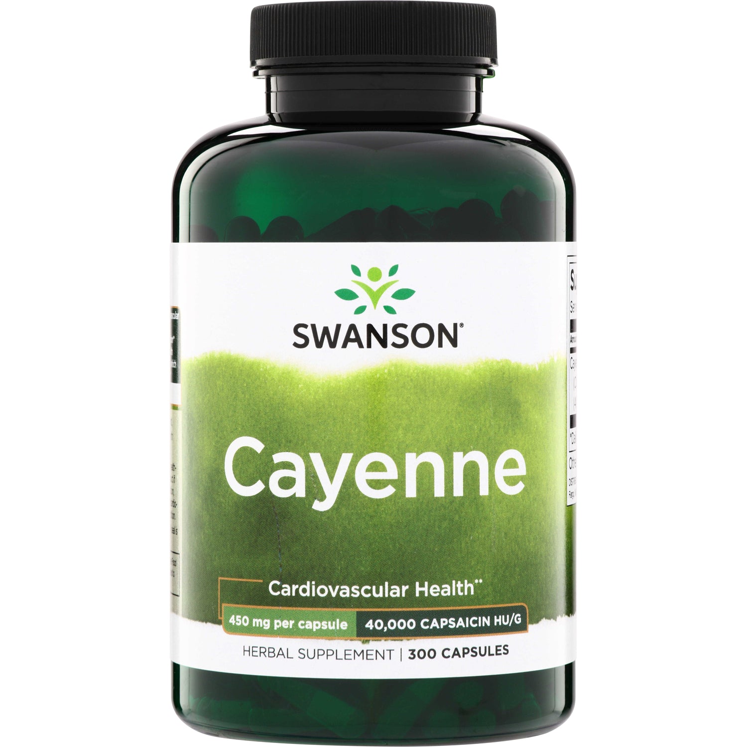 SW503 | Swanson Cayenne herbal supplement, 450 mg per capsule, 40,000 capsaicin HU/G, 300 capsules