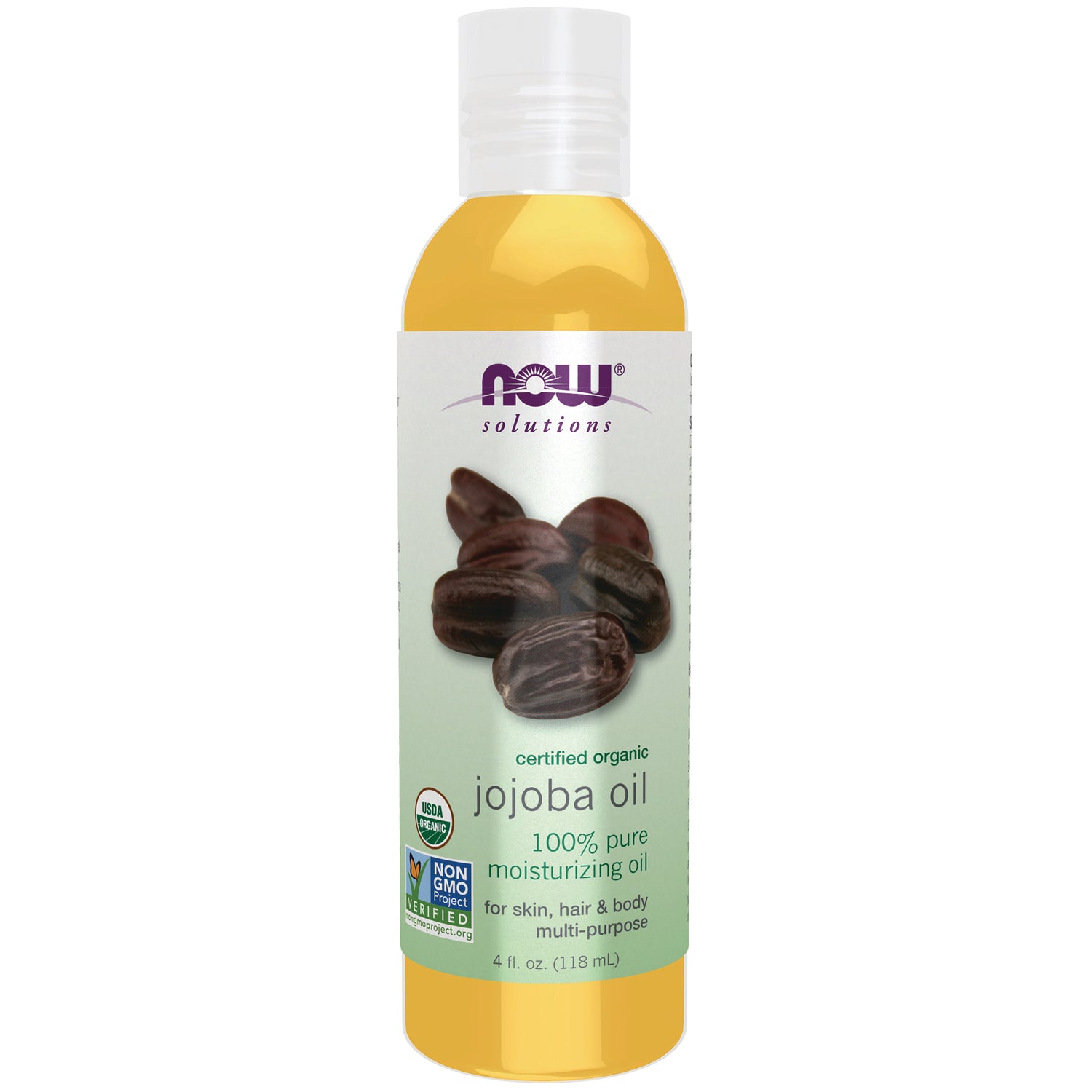 NWF1124 | NOW Solutions certified organic jojoba oil 4 fl oz bottle