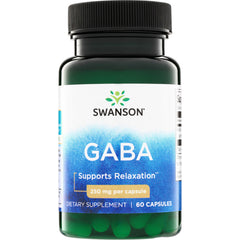 SW1544 | Swanson GABA supplement, Supports Relaxation, 250 mg per capsule, 60 capsules bottle