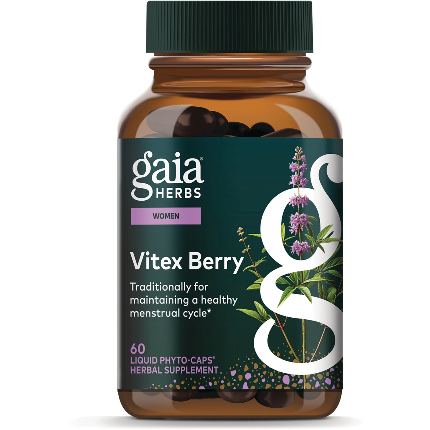 GH053 | Gaia Herbs Vitex Berry single herb extract bottle, 60 vegan liquid phyto-caps