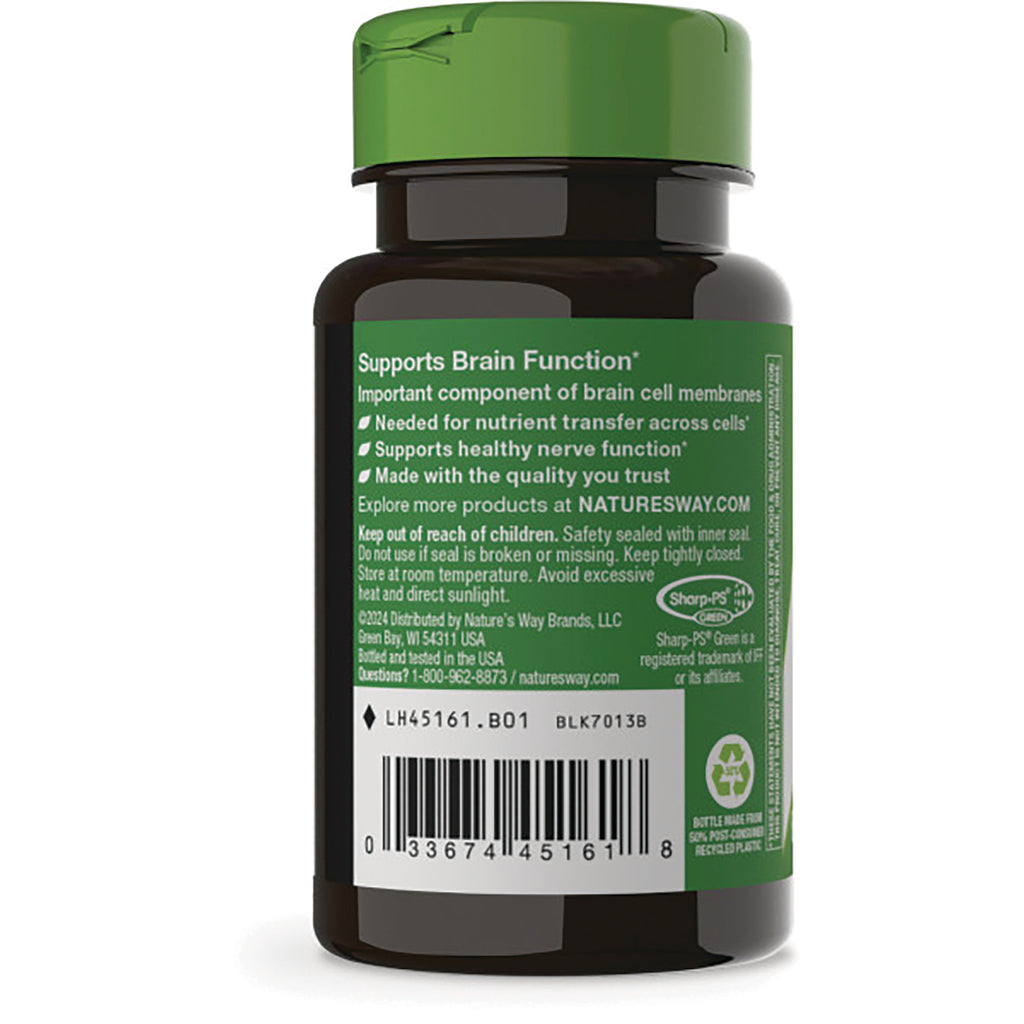 NW391 | back of brown supplement bottle with green label reading Supports Brain Function and visible barcode - Thumbnail