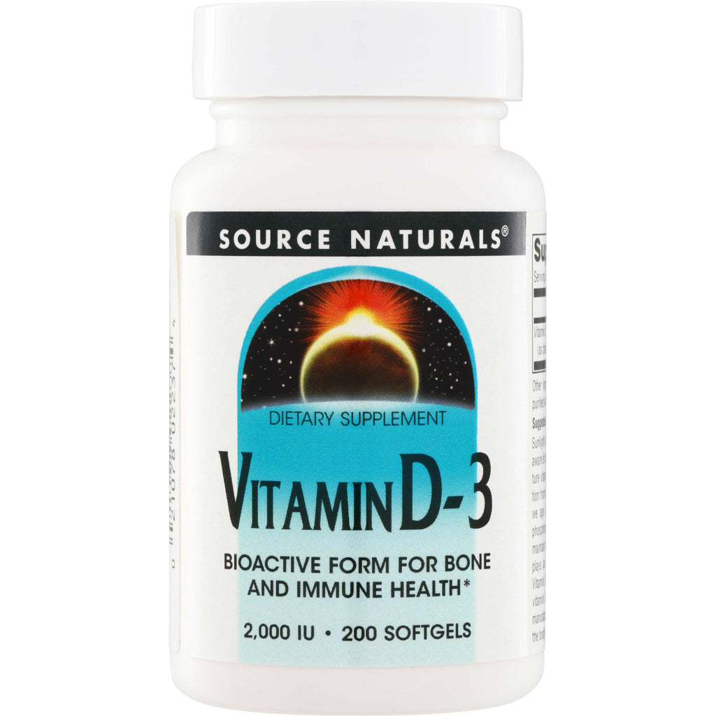 SN322 | Source Naturals Vitamin D-3 dietary supplement, 2,000 IU, 200 softgels - Thumbnail
