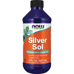 NWF1062 | NOW Silver Sol bottle, patented silver supplement, 8 FL. OZ. (237 mL) orange label