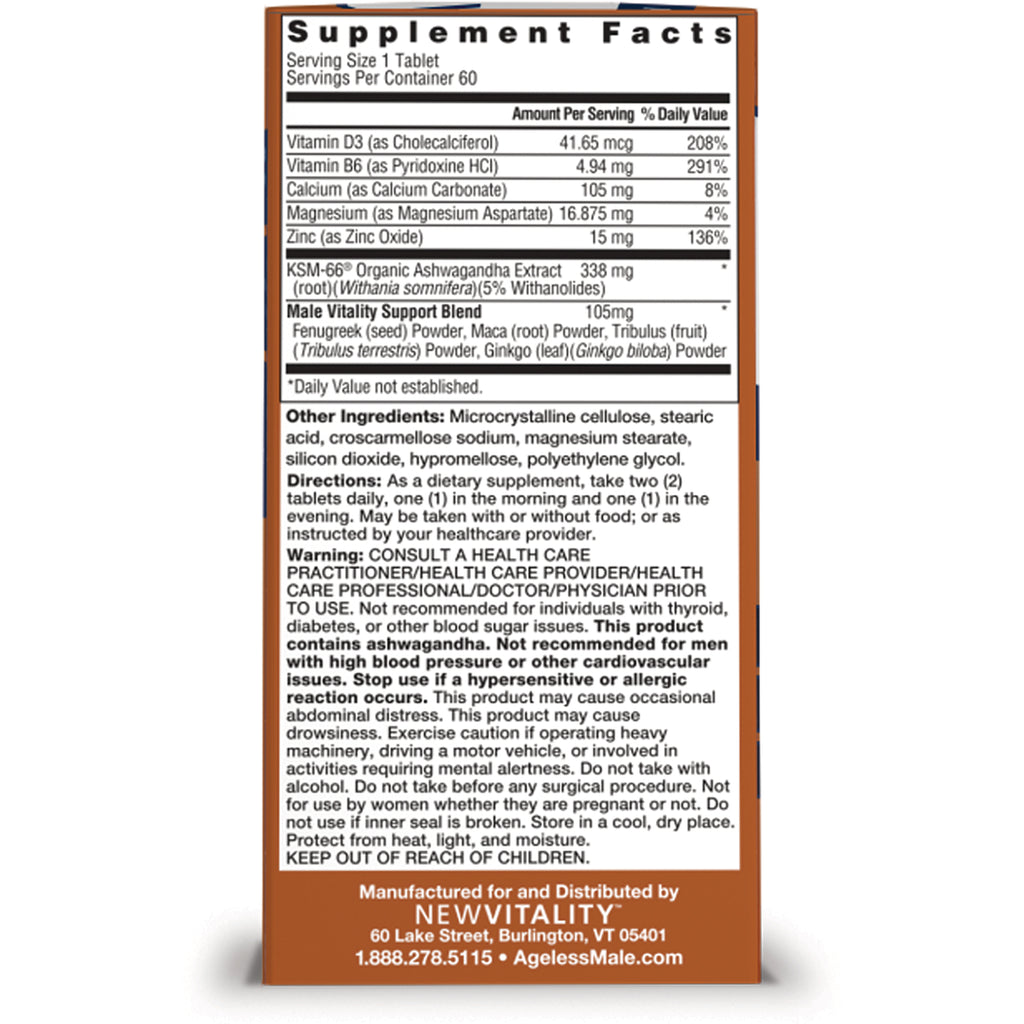 NWV009 | back label showing Supplement Facts, ingredients, directions, and warnings for NewVitality supplement - Thumbnail