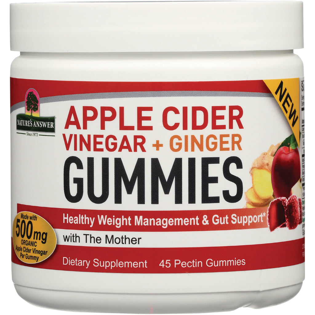 NAT411 | Nature's Answer Apple Cider Vinegar + Ginger gummies jar, 45 pectin gummies, 500 mg - Thumbnail