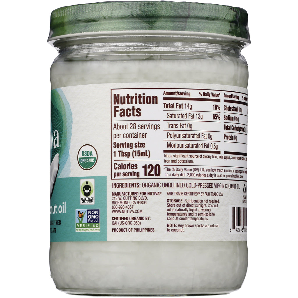 NTV043 | Back of glass jar showing Nutrition Facts, ingredients and USDA Organic and Non-GMO logos - Thumbnail