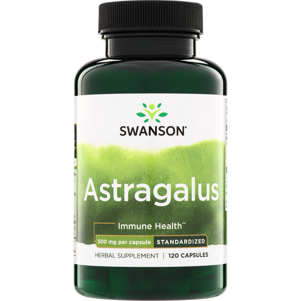 SWH005 | Swanson Astragalus supplement bottle front, 500 mg per capsule, standardized, 120 capsules - Thumbnail
