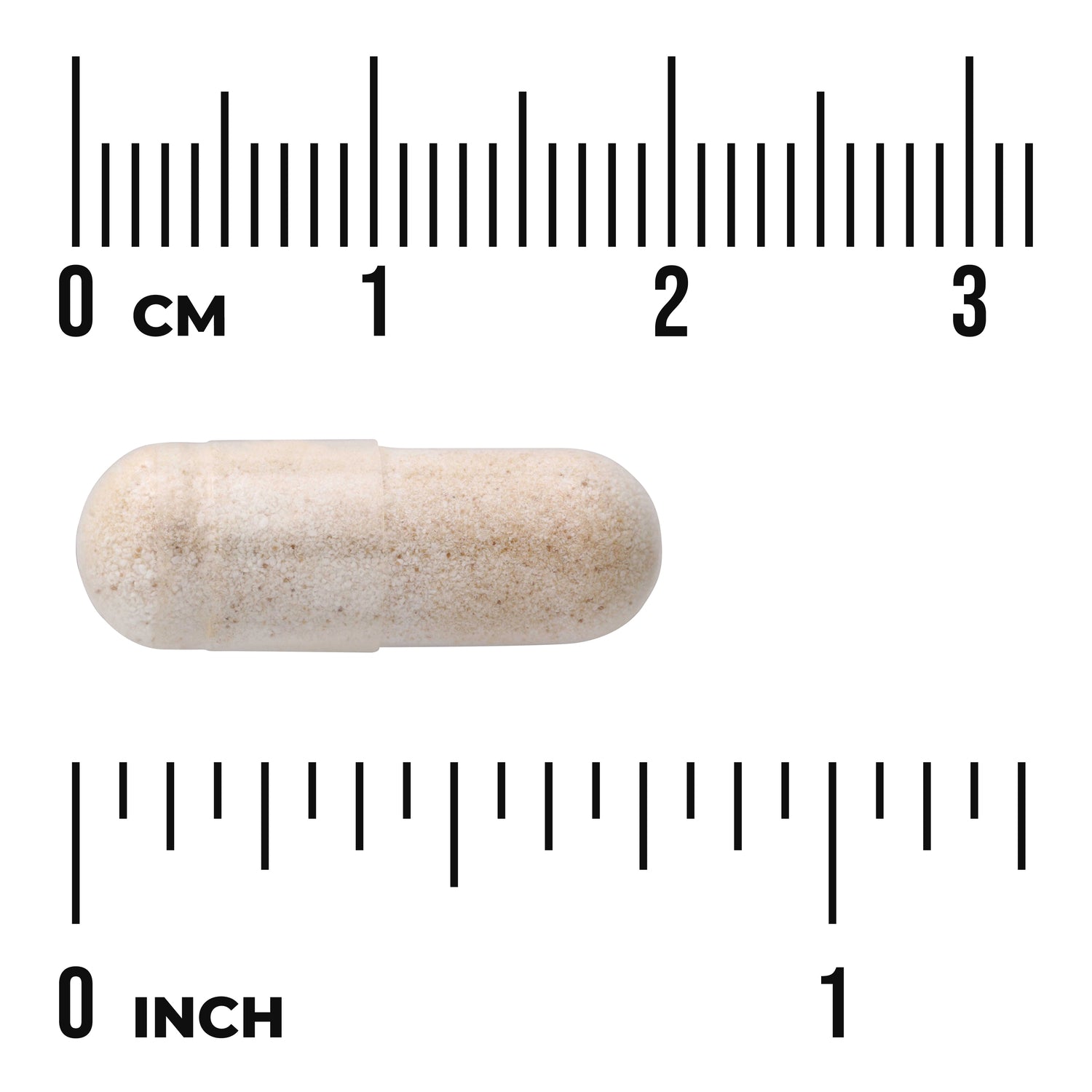 SWH174 | Beige capsule with size scale in centimeters and inches