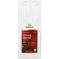 SWF070 | Swanson Organic House Blend Coffee, Decaf Ground, Medium Roast, 16 oz bag front