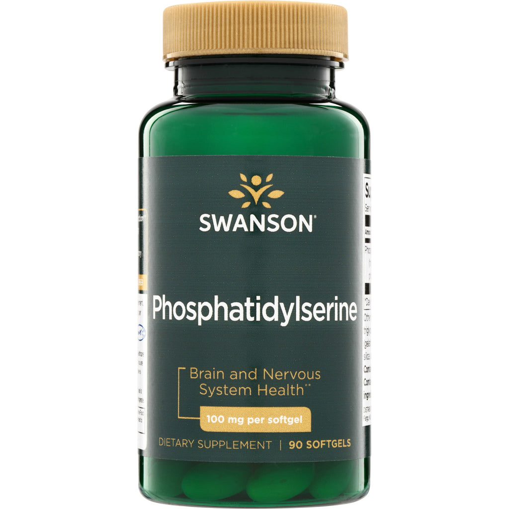 SWU289 | Swanson Phosphatidylserine bottle front, Brain and Nervous System Health, 100 mg per softgel, 90 softgels - Thumbnail