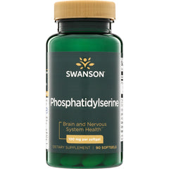 SWU289 | Swanson Phosphatidylserine bottle front, Brain and Nervous System Health, 100 mg per softgel, 90 softgels