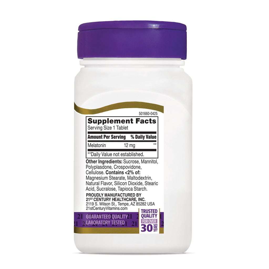CNT293 | back label with Supplement Facts showing Melatonin 12 mg and ingredient list - Thumbnail