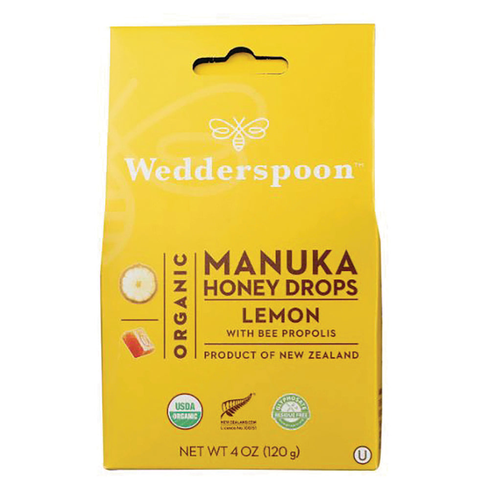 WED025 | Wedderspoon Manuka Honey Drops Lemon with bee propolis, 4 oz pouch - Thumbnail