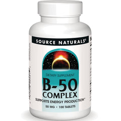 SN527 | Source Naturals B-50 Complex dietary supplement bottle, 50 mg, 100 tablets