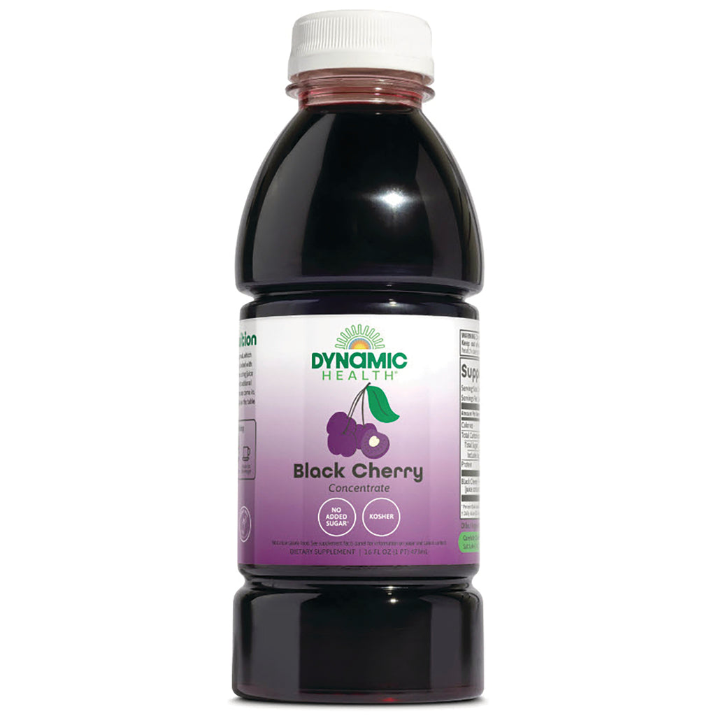 DYH003 | Dynamic Health Black Cherry concentrate bottle with label showing No added sugar and Kosher - Thumbnail