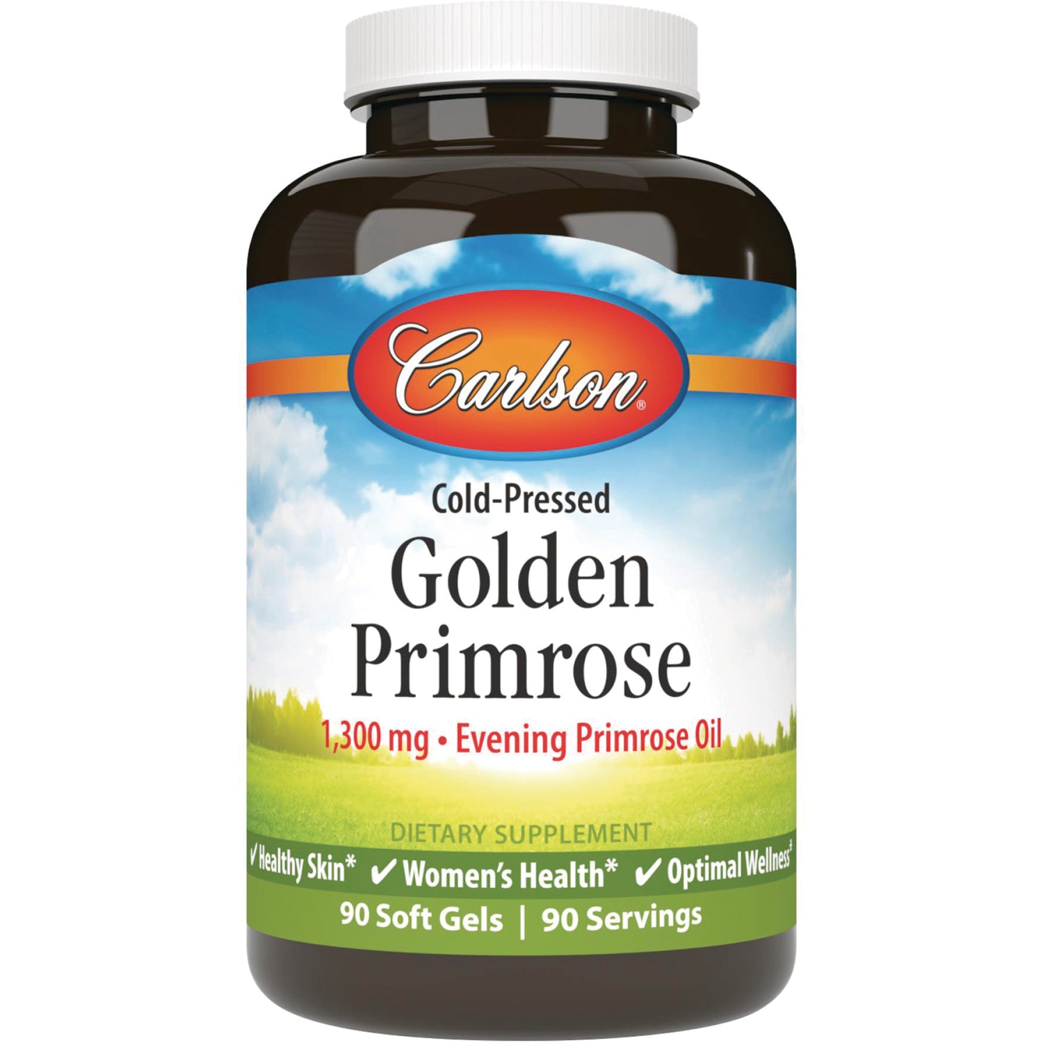 CSN122 | Carlson Cold-Pressed Golden Primrose 1,300 mg Evening Primrose Oil 90 Soft Gels bottle