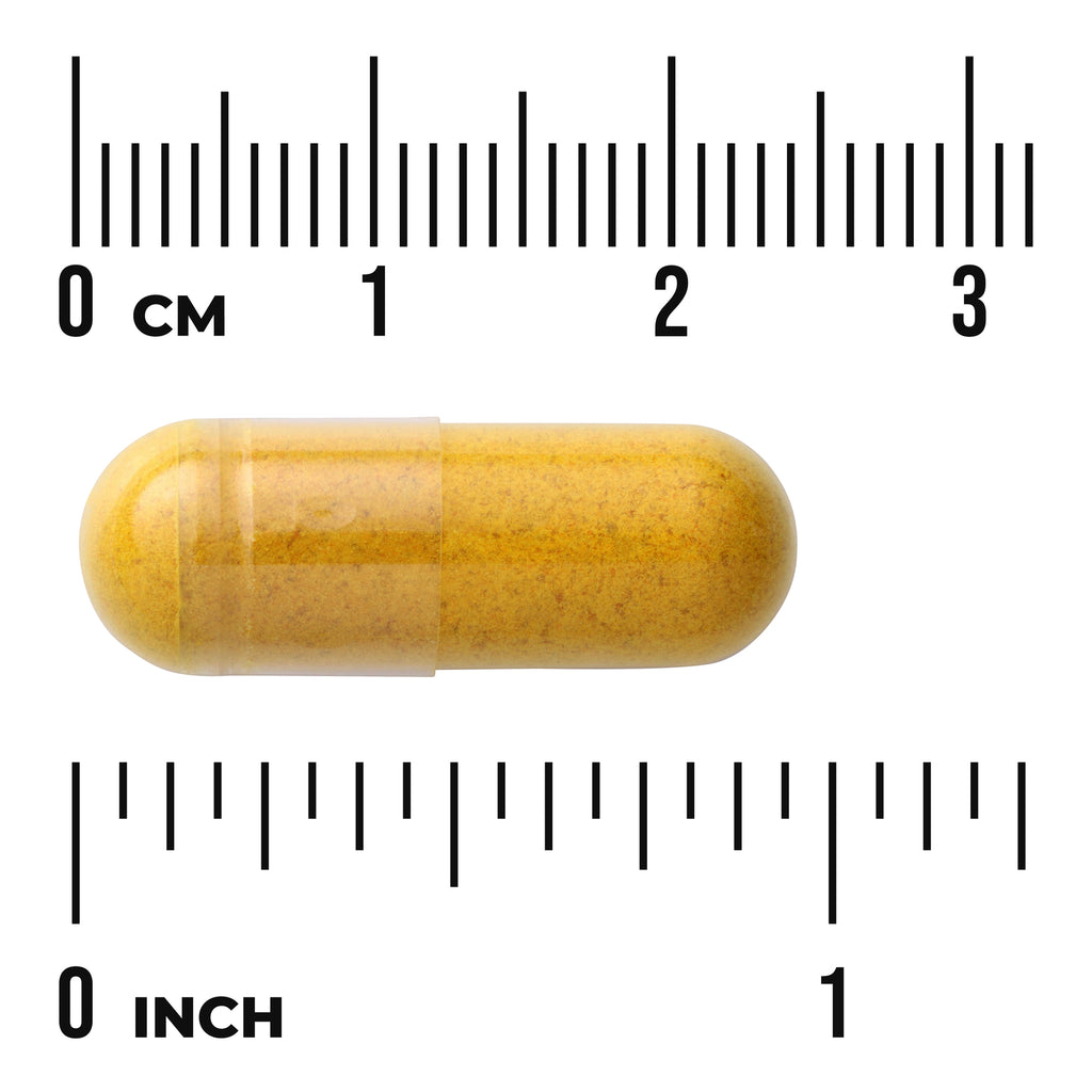 SW1075 | Yellow capsule shown with cm and inch rulers for size reference - Thumbnail