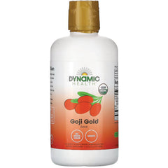 DYH007 | Front view of Dynamic Health Goji Gold Juice bottle with USDA Organic seal and no added sugar label