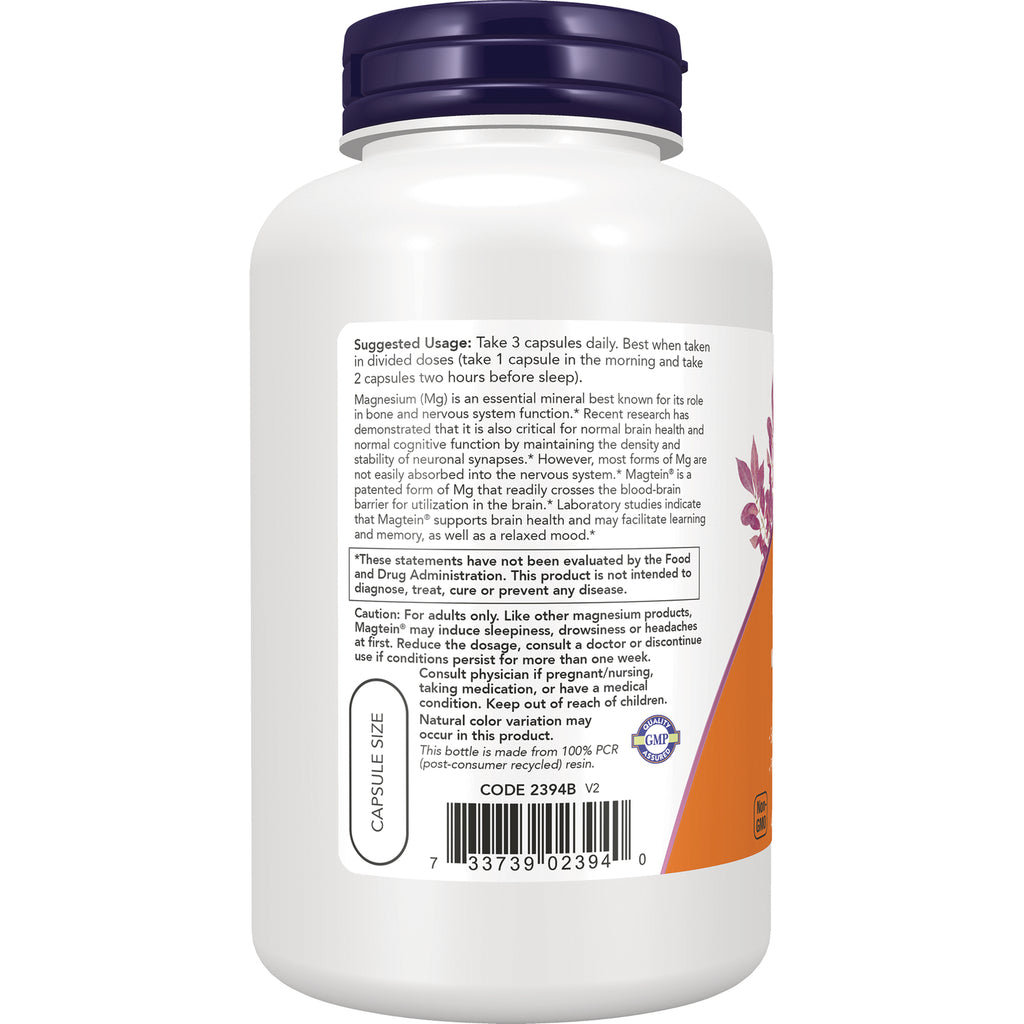NWF1451 | Back label of white supplement bottle showing suggested usage text, warnings and barcode - Thumbnail