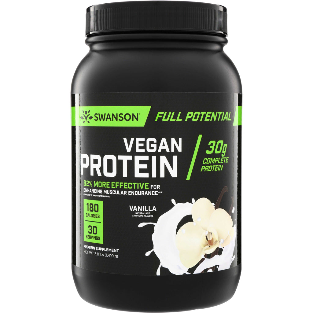 SW1919 | Swanson Full Potential Vegan Protein, Vanilla flavor, 30 g complete protein, 180 calories, 30 servings - Thumbnail
