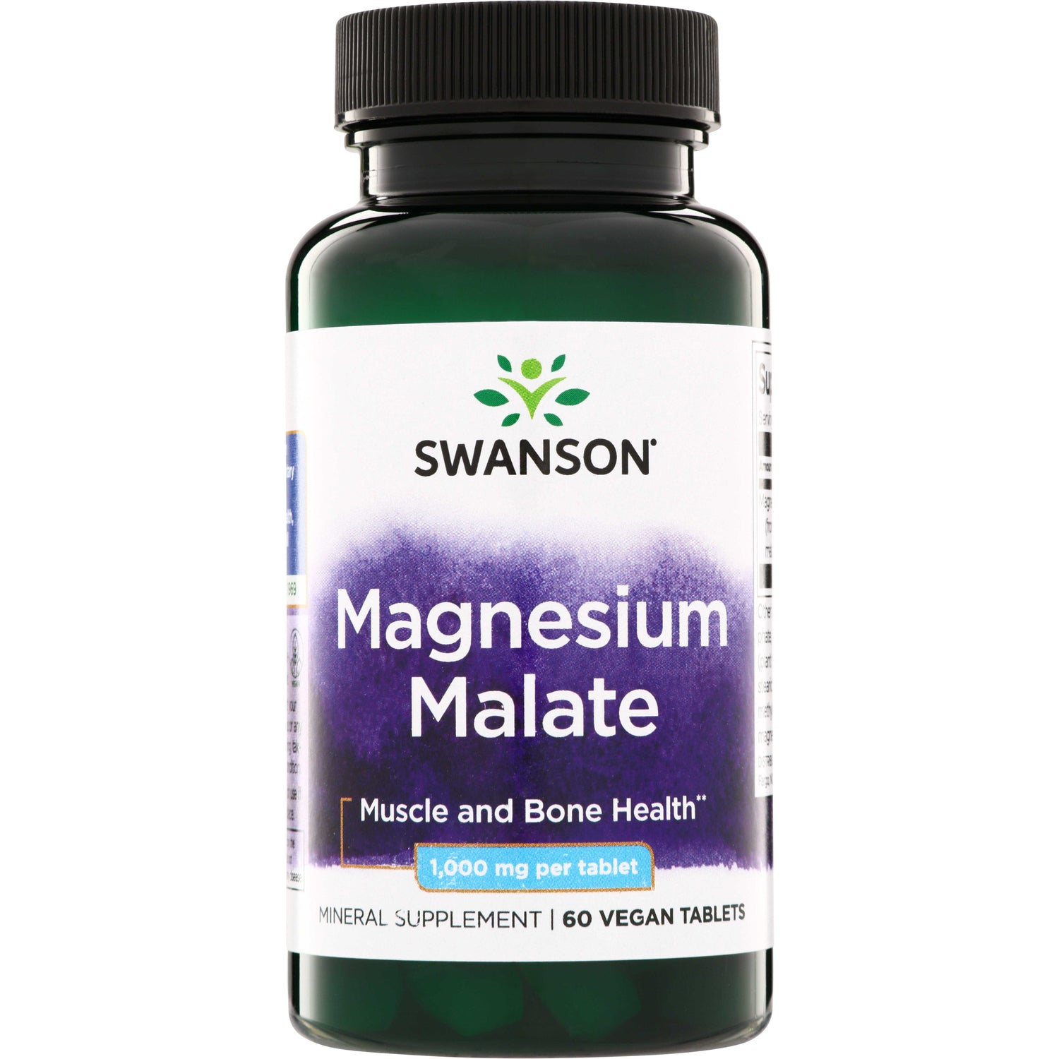 SW1708 | Swanson Magnesium Malate bottle, 1,000 mg per tablet, 60 vegan tablets
