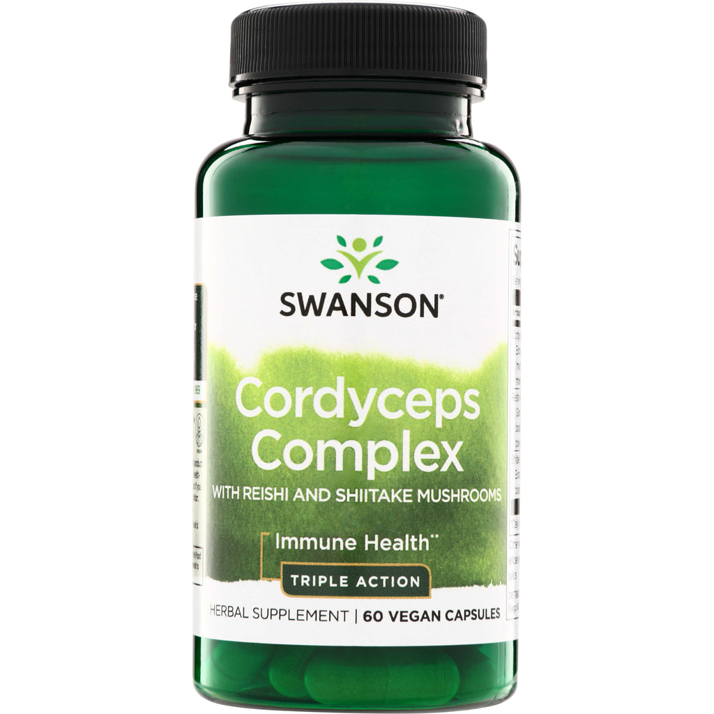 SWH231 | Swanson Cordyceps Complex supplement bottle, with reishi and shiitake mushrooms, 60 vegan capsules - Thumbnail